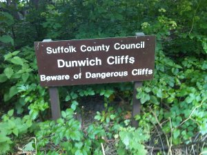 image of sign at Dunwich cliffs
