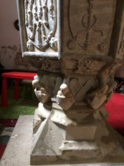 image showing detail of font at church of St Margaret of Antioch, Bygrave, Hertfordshire
